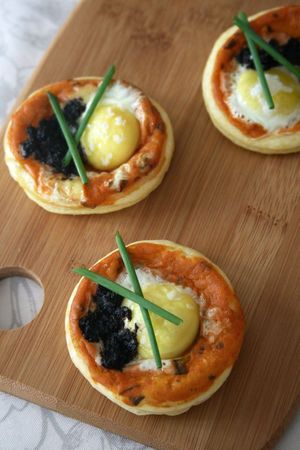 Nid feuilleté aux oeufs de caille, tapenade et moutarde de clovis 2