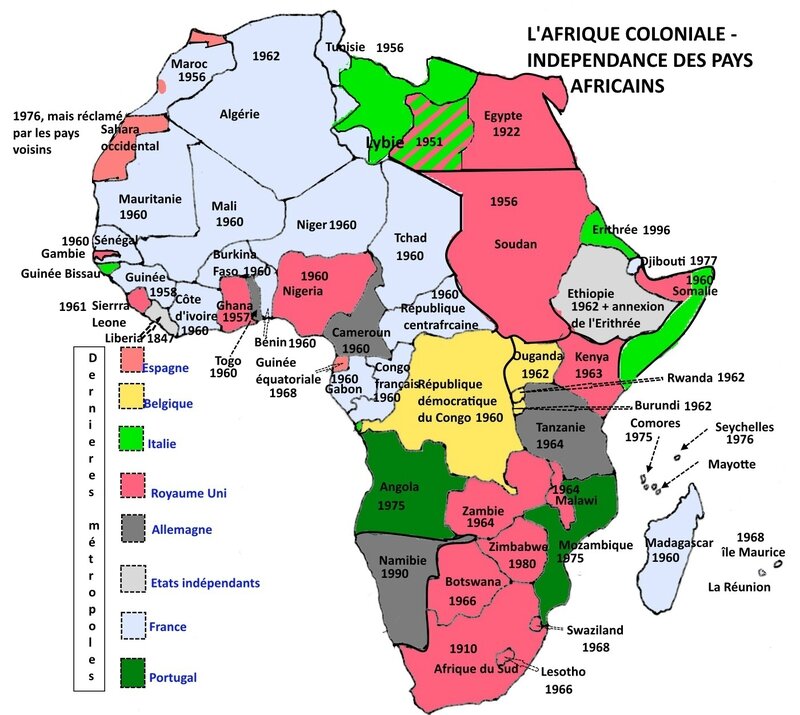 L'Afrique coloniale - accession à l'indépendance des pays africains