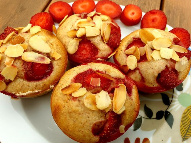 muffins aux fraises et aux amandes!!!