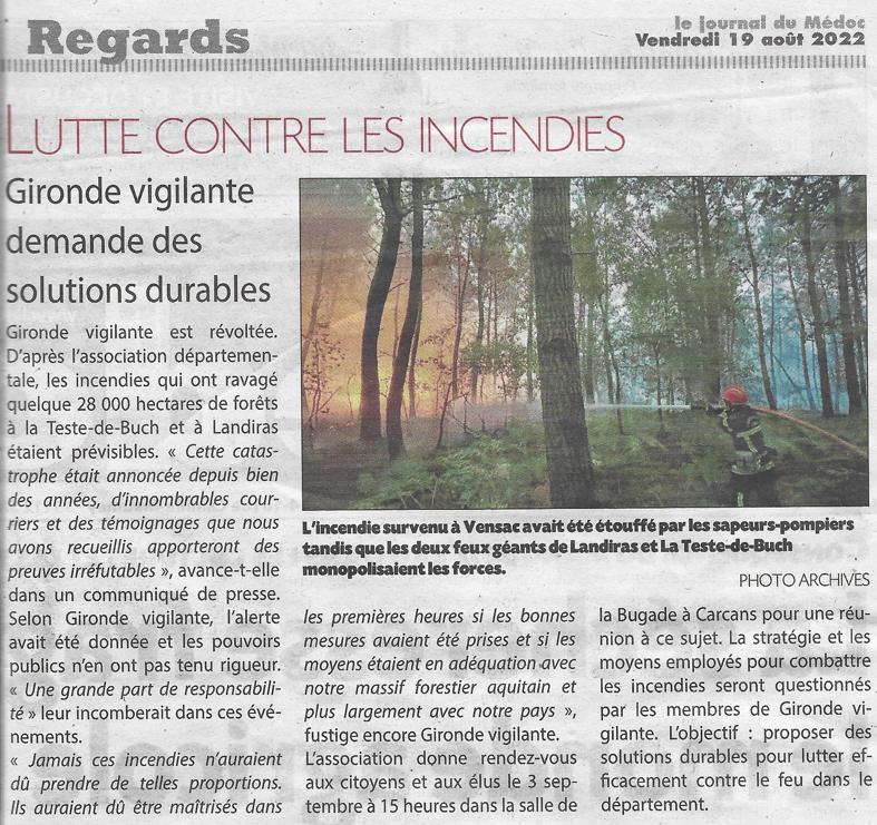 2022 08 19 JDM Lutte contre les incendie GV demande des solutions durables
