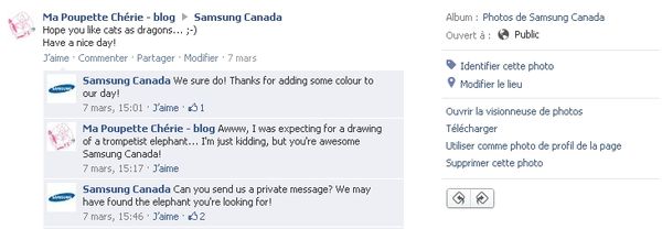 Réponse Samsung Canada