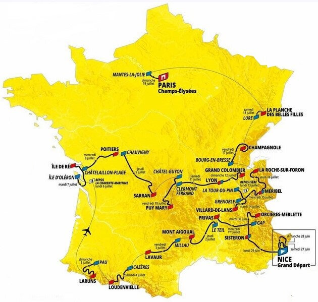 Carte Tour de france 2020R