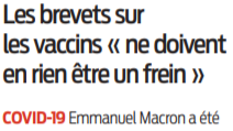 2021 05 30 SO Les brevets sur les vaccins ne doivent en rien être un frein