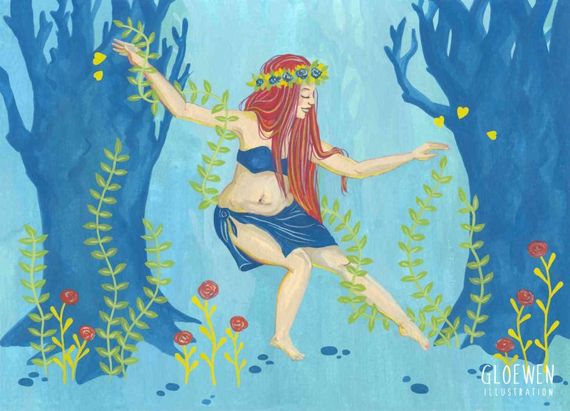Danseuse tahitienne dans la forêt enchantée