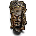 A Grey <b>Limestone</b> head of a bodhisattva, Possibly Late Northern Wei Dynasty, 6th century