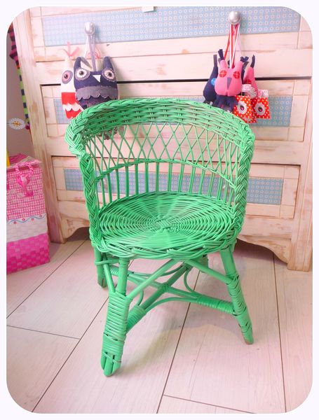 fauteuil osier enfant vert d'eau