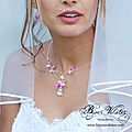 <b>Collection</b> <b>Bijoux</b> Mariage Exquise - création collier mariée Céleste (rose fuchsia)