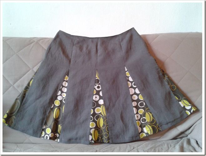 Jupe genou a pans et godets Nine Couture