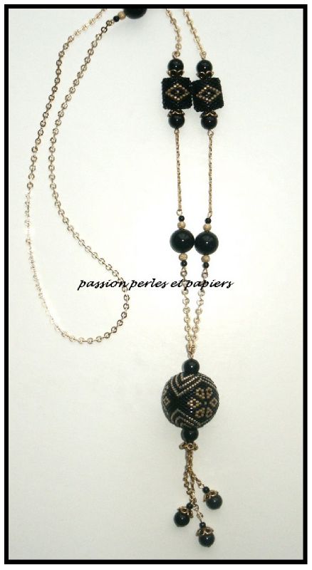 sautoir fabinette noir et or