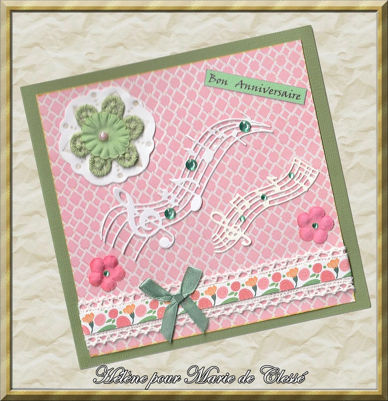 Ronde des Cartes Anniversaires (Chez Amélie) Scrapée 15x15cm Hélène pour Marie de Clessé 2020