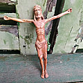Ancien Christ en Bois Sculpté Jésus Crucifix <b>Art</b> <b>Populaire</b> Religieux