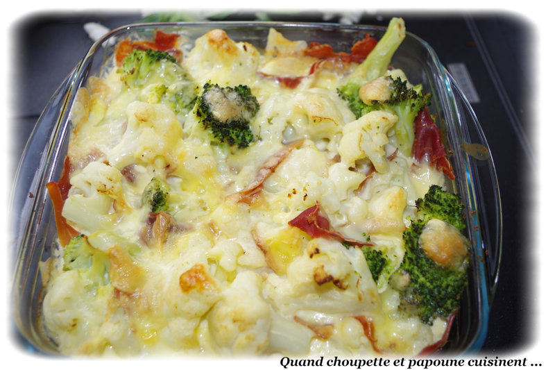 gratin chou-fleur, brocolis et jambon-1437