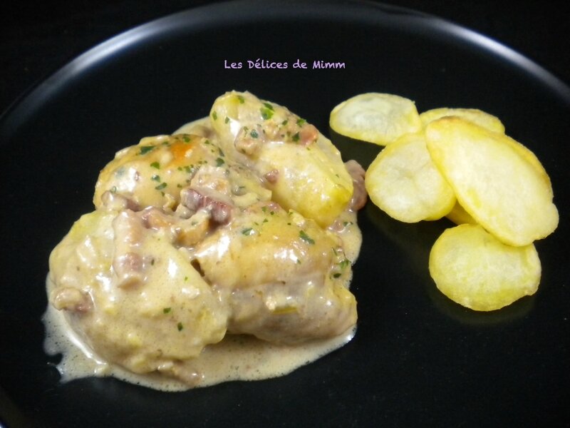 Hauts de cuisses de poulet aux pommes et aux lardons 2