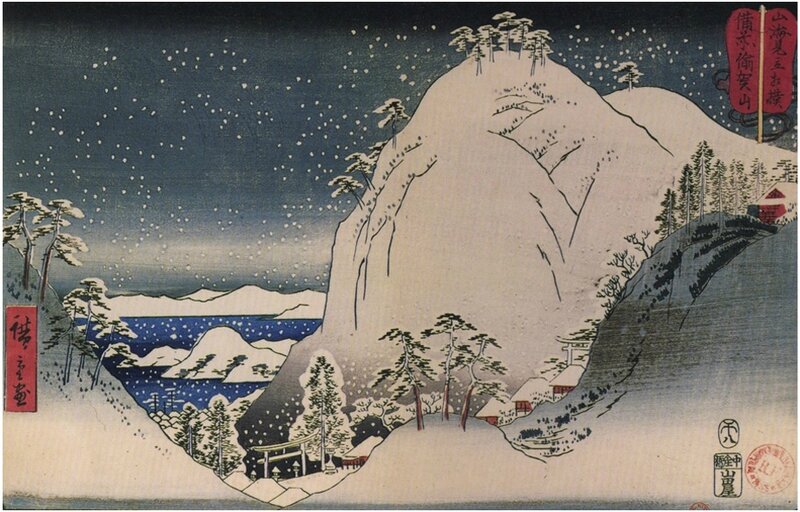 Hiroshige Dans les montagnes enneigées