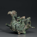 A rare small bronze phoenix-form ewer, China, <b>Late</b> <b>Western</b>-<b>Early</b> <b>Eastern</b> <b>Zhou</b> <b>Dynasty</b>, 8th-7th century BC 