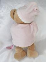 Doudou Peluche Ours Beige Et Rose Lune Blanc Orchestra