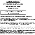 Avis Batellerie - Feux d'artifices - <b>Bray</b> sur <b>seine</b>