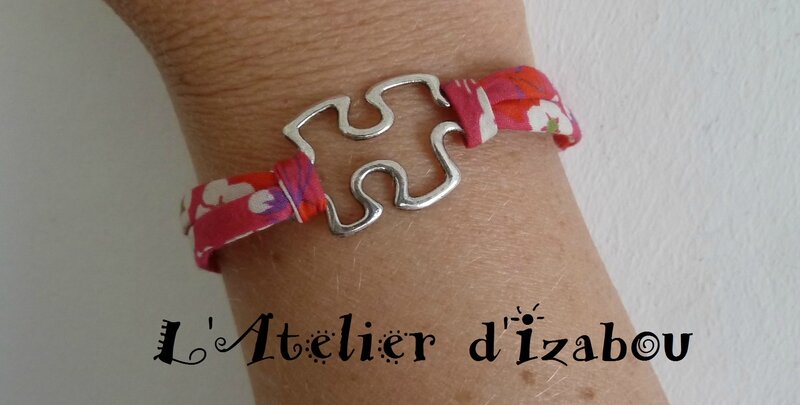 P1140326 Bracelet puzzle liberty coloré à fleurs, fermoir pression