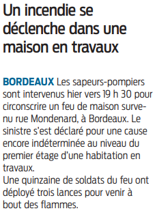 2022 03 22 SO Un incendie de déclare dans une maison en travaux