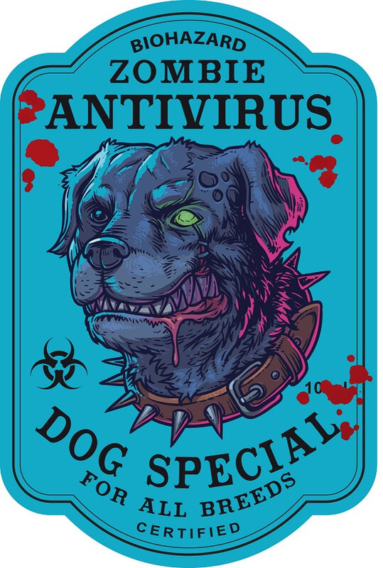 label biohazard zombie virus radioactive dog antivirus