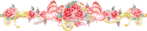 Gif barre animée roses et papillons 300 pixels