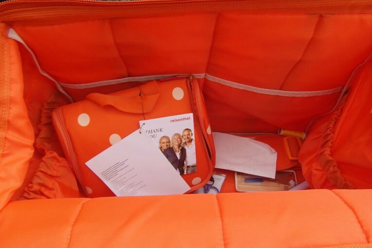 intérieur sac à pois orange