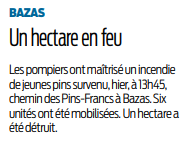 2019 02 24 SO Bazas 1 hectare en feu