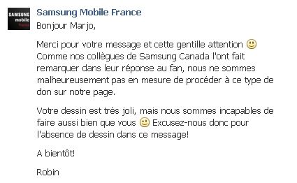 réponse Samsung Mobile France
