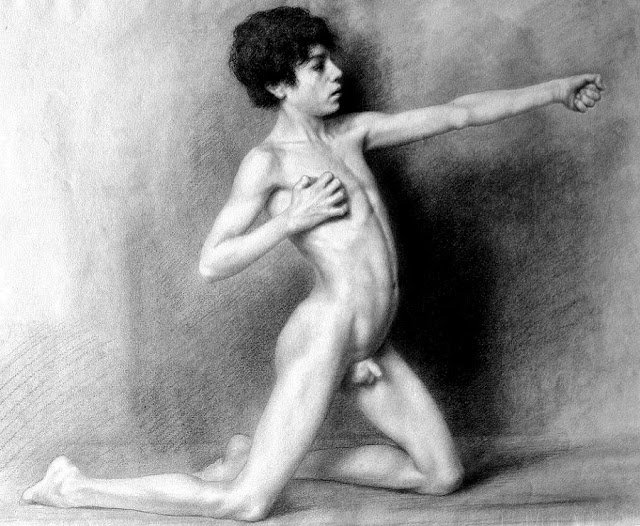 Georg von Hoesslin Nude Ephebe in Heroic Pose