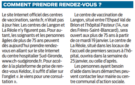 2021 01 16 SO Un deuxième centre de vaccination à La Réole3