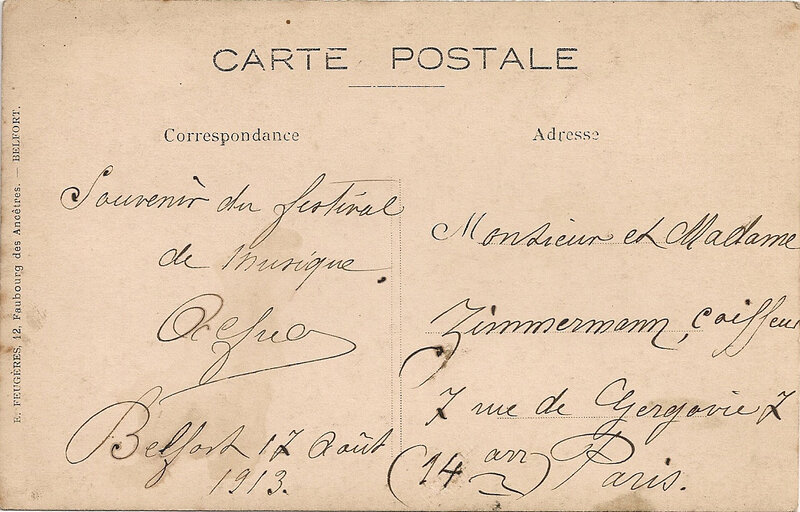 1913 08 17 Belfort CPhoto Festival Musique Récipiendaires musiciens V