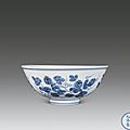 A blue and white porcelain bowl. <b>Chenghua</b> <b>mark</b> and period (?). Ming Dynasty