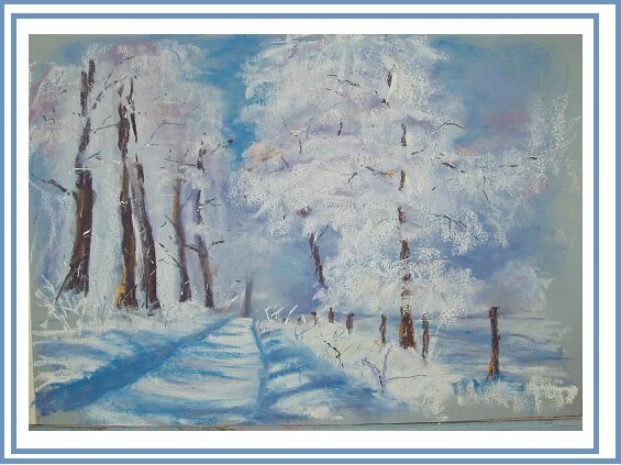 pastel paysage neige