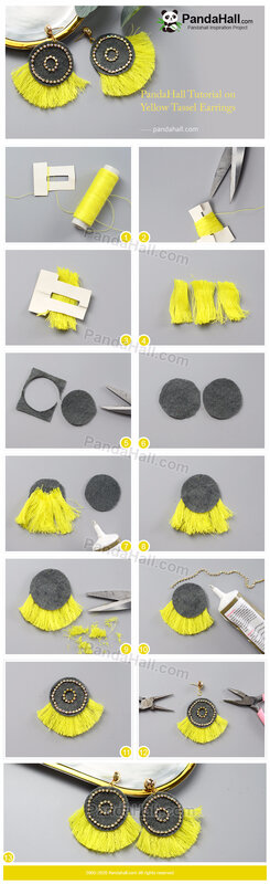 5-PandaHall Tutorial on Yellow Tassel Earrings