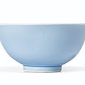 A clair-de-lune-glazed bowl, Yongzheng six-character mark in underglaze blue within a double circle and of the period (1723-1735