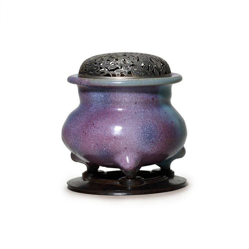 An extremely rare Junyao purple-splashed censer, Song or Jin Dynasty (AD960-1234)