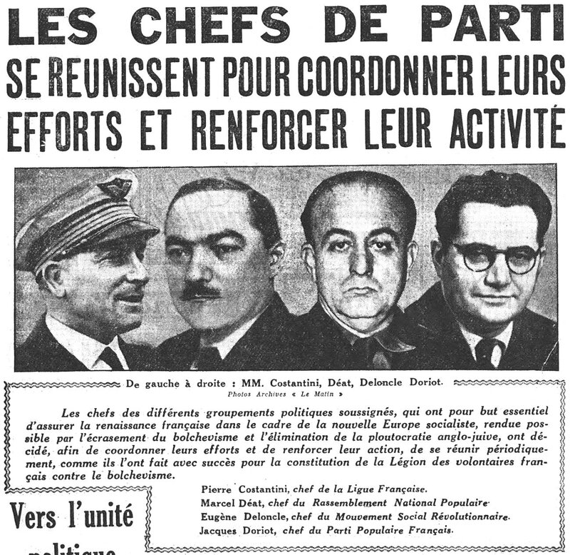 Les chefs des principaux partis collaborationnistes en 1941