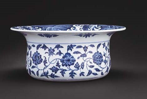 60s bullocks モンドリアン柄 A superb and very rare Ming-style blue and white basin