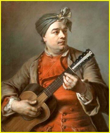 Peinture Jacques Dumont dit Le Romain peintre (1701–1781) le joueur de guitare 1742