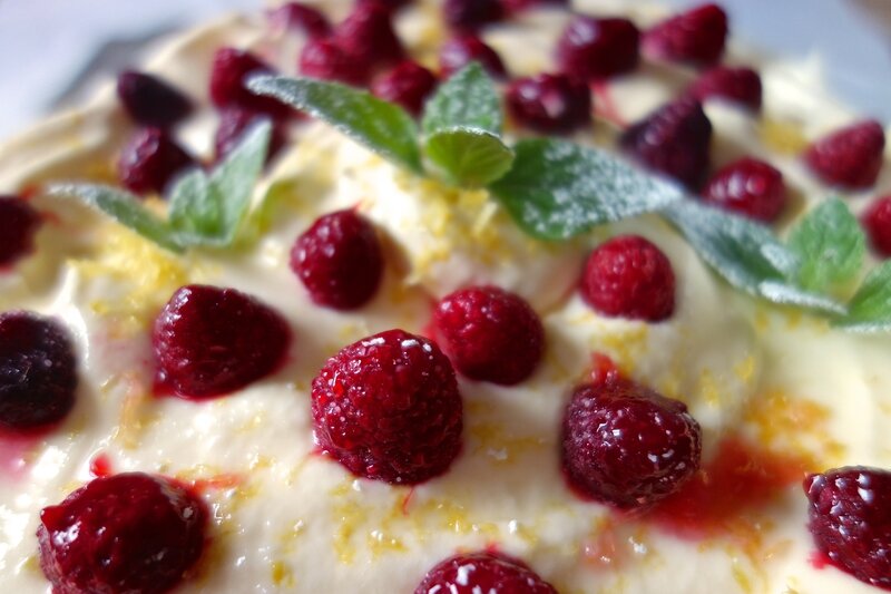 trifle au citron et aux framboises