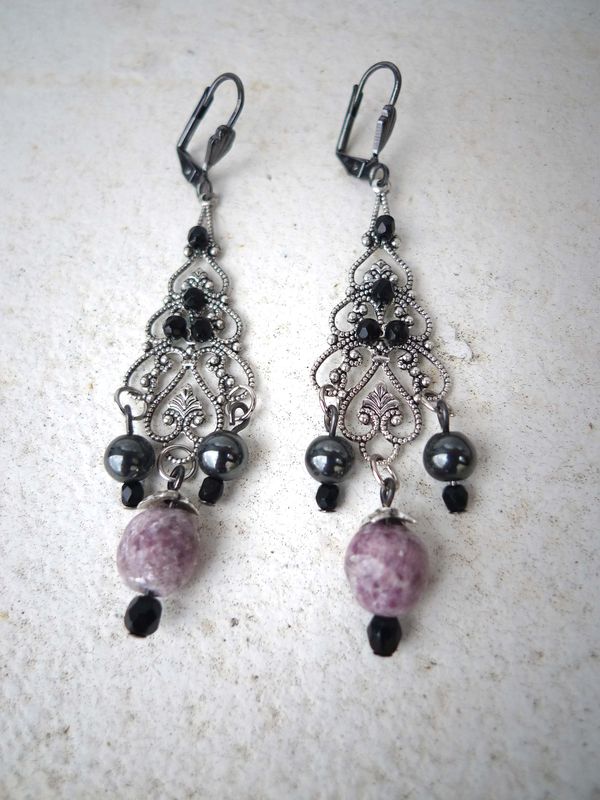 Boucles d'oreilles avec hématite