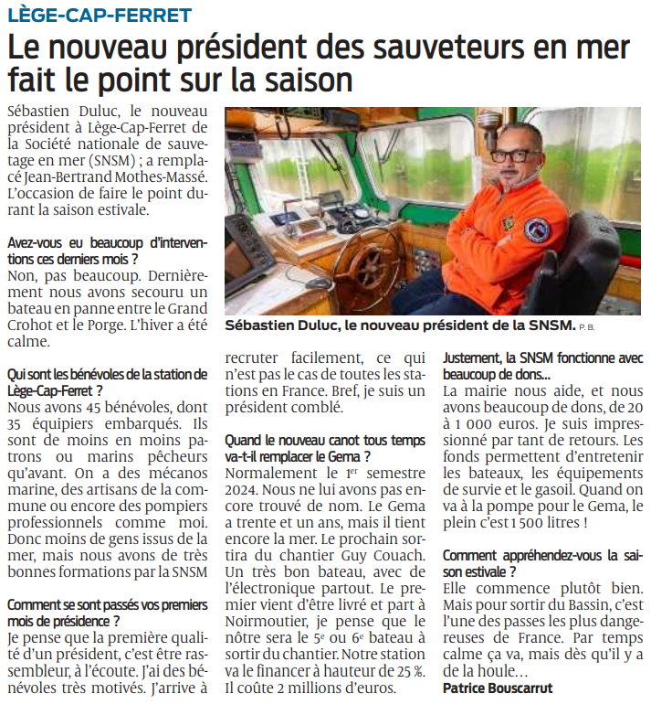 2022 07 21 SO le nouveau président des sauveteurs en mer fait le point sur la saison