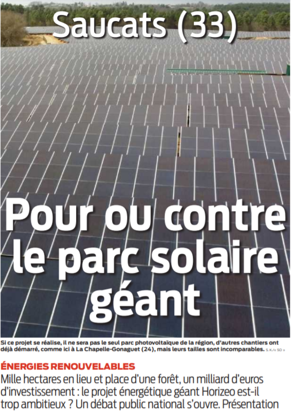 2021 09 09 SO Saucats Pour ou contre le parc solaire géant