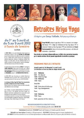 afficheretraite KRIYA YOGA NC 2012