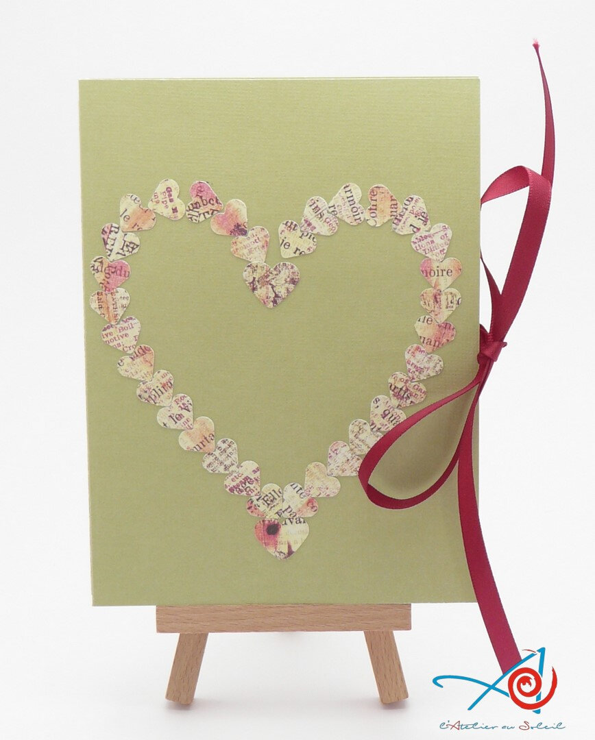 Carte surprise verte coeur rose fermée