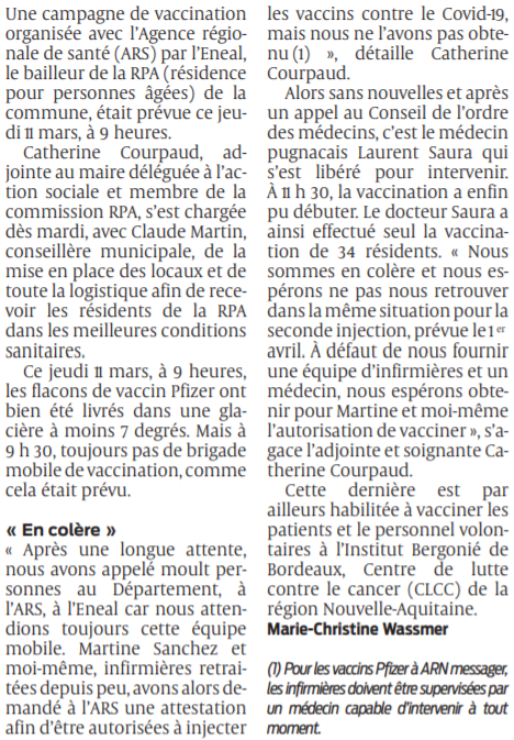 2021 03 12 SO Pugnac Une campagne de vaccination mouvementée2