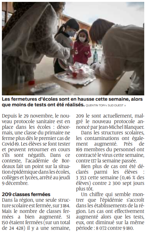 2021 12 11 SO L'épidémie augmente dans les écoles de l'Académie de Bordeaux2
