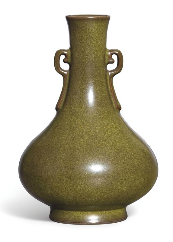 A fine and rare tea-dust glazed vase, Incised seal mark and period of Qianlong