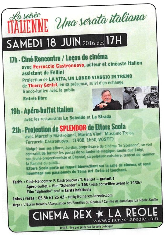 Soirée ITALIENNE samedi 18 juin 2016 CINEMA REX La Réole page 2