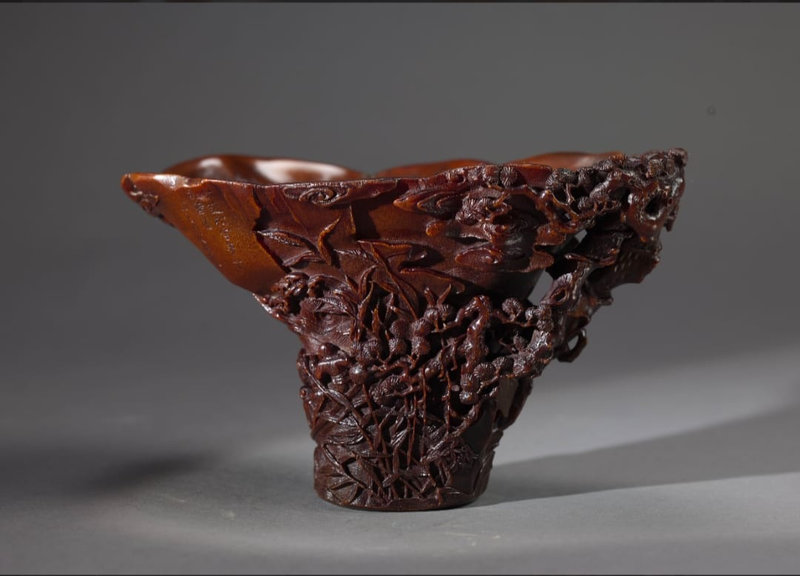 Rhinoceros-horn Cup with a Carving of the Chibi Scene, by Zhou Wenshu, Qing dynasty (AD 1644-1911)